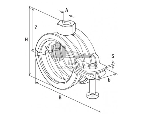 Хомут трубный  FGRS Plus одновинтовой с быстродействующим замком ОЦ, M8/M10 45-50 мм (1 1/2)
